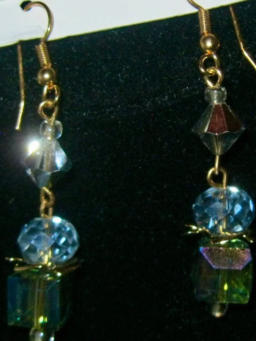 ONE OF A KIND PIERCED EARRINGS MADE IN USA BY T. BURKE DESIGNS W/AURORA BOREALIS